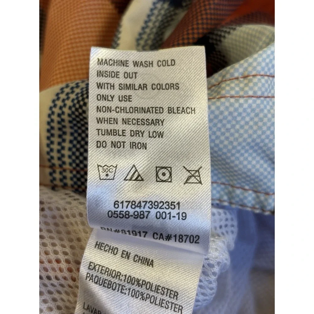 Levi's California Boys XL Orange Plaid Long Board Shorts Beach Surf Resort Ocean